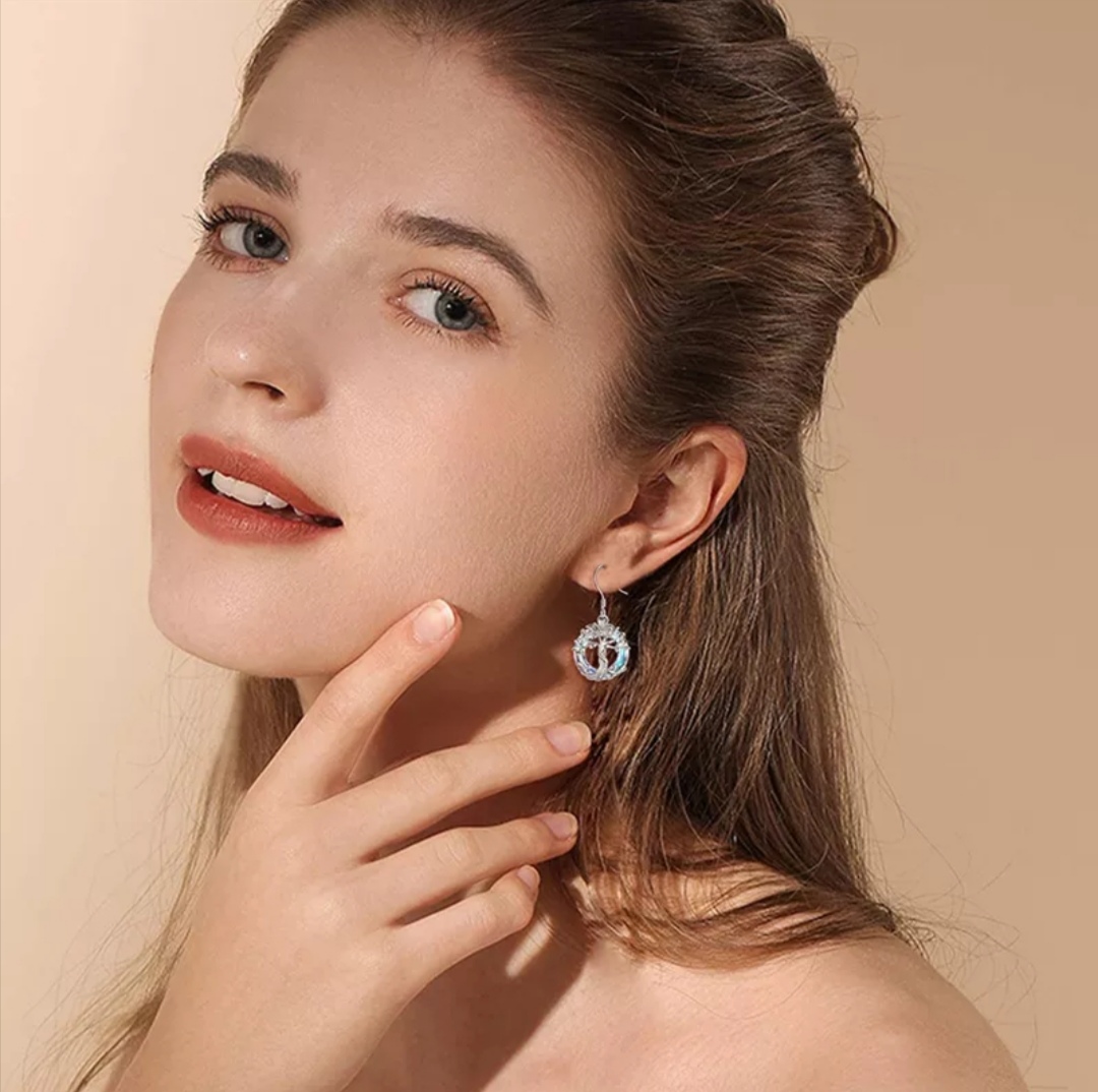 Náušnice strom života modrý krystal