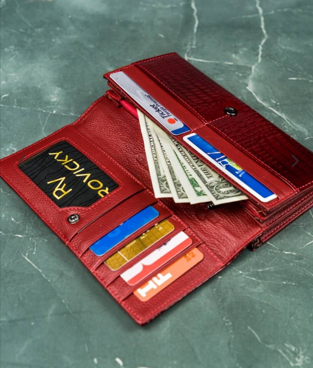 Velká dámská kožená lakovaná peněženka Croco