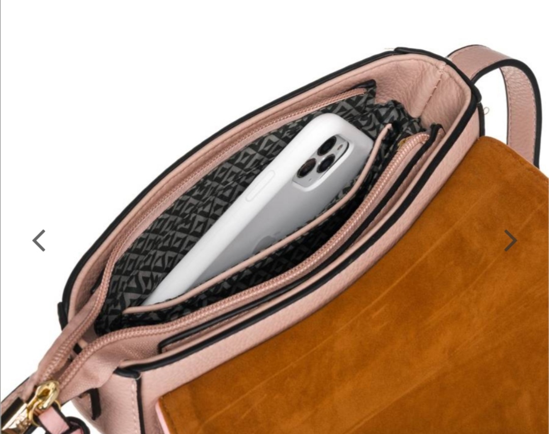 Dámská kabelka Lulu Castagnette růžová s hnědou klopou 