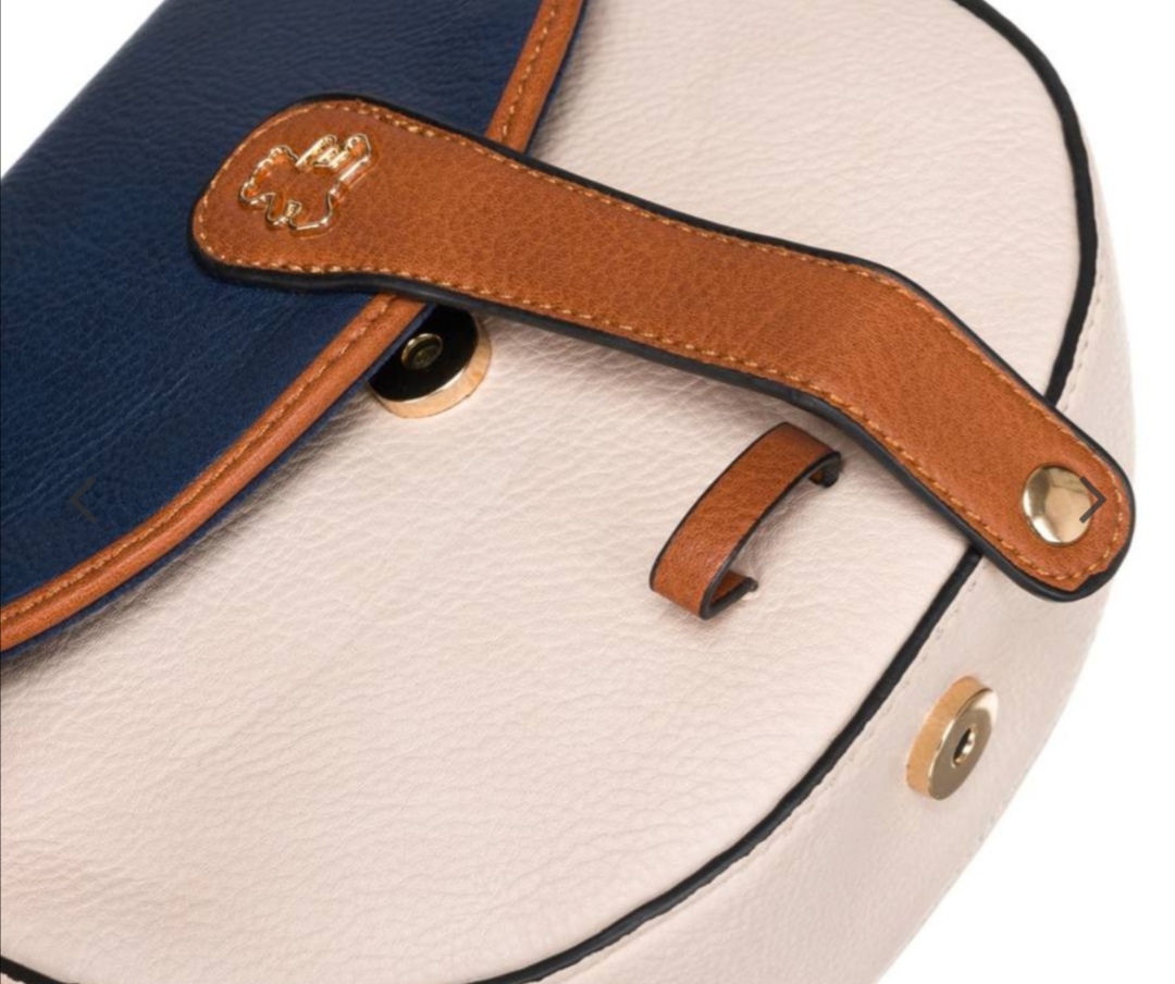 Dámská kabelka Lulu Castagnette béžová s modrou klopou 