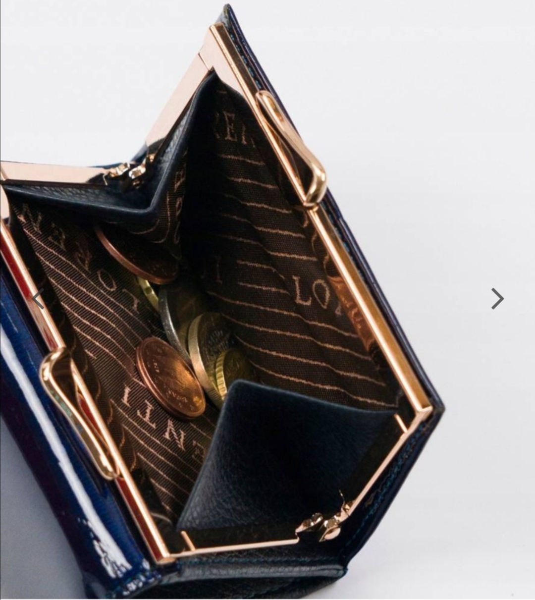 Malá dámská kožená lakovaná peněženka Lorenti modrá