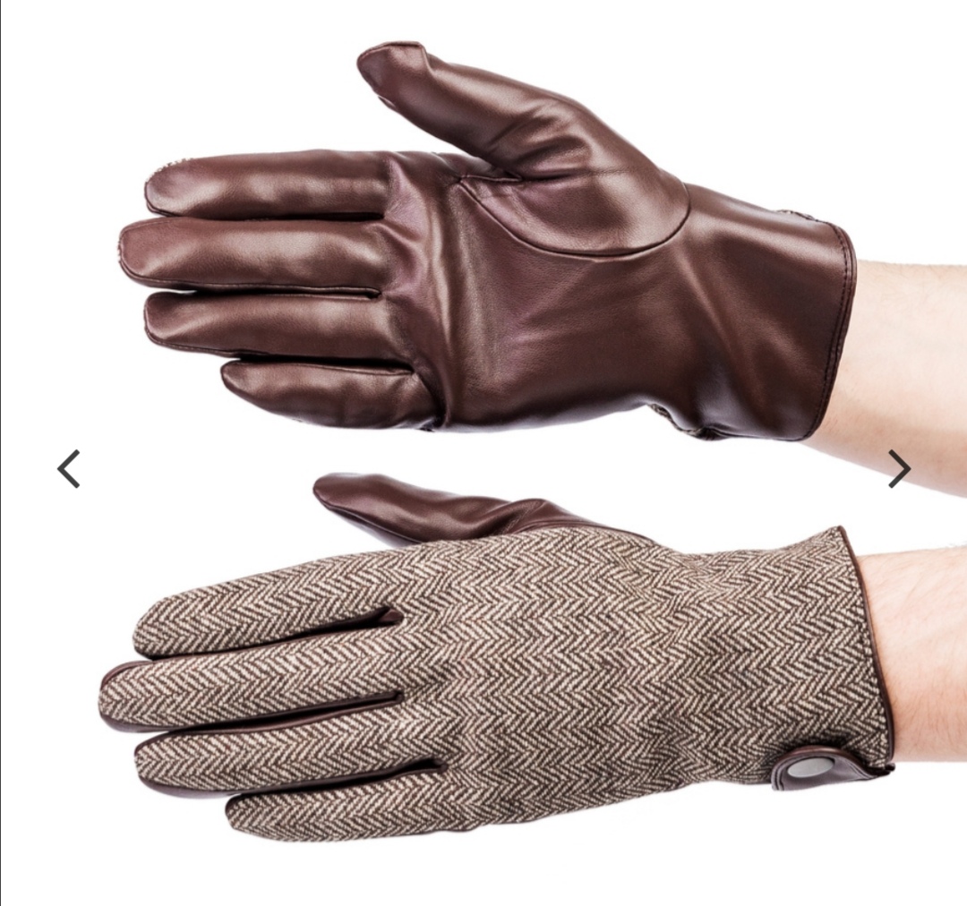 Pánské kožené rukavice s ovčí kůže hnědé 