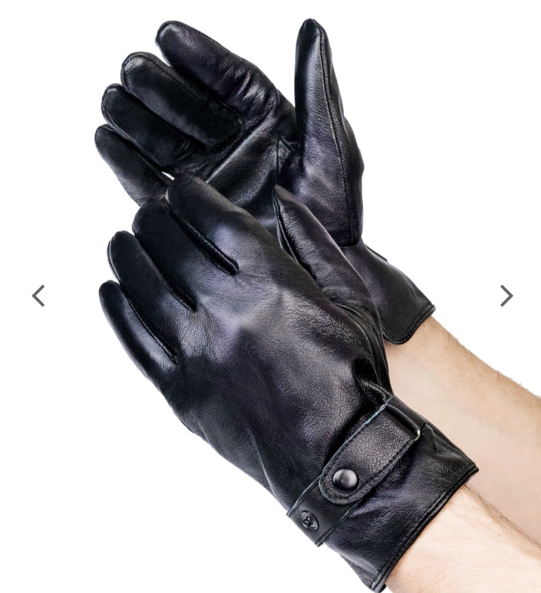 Pánské kožené zateplené rukavice s přezkou 