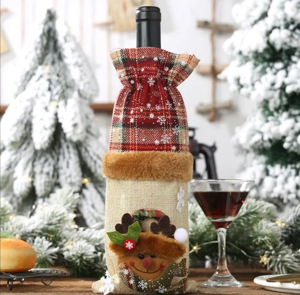 Vánoční sáček na láhev textilní 