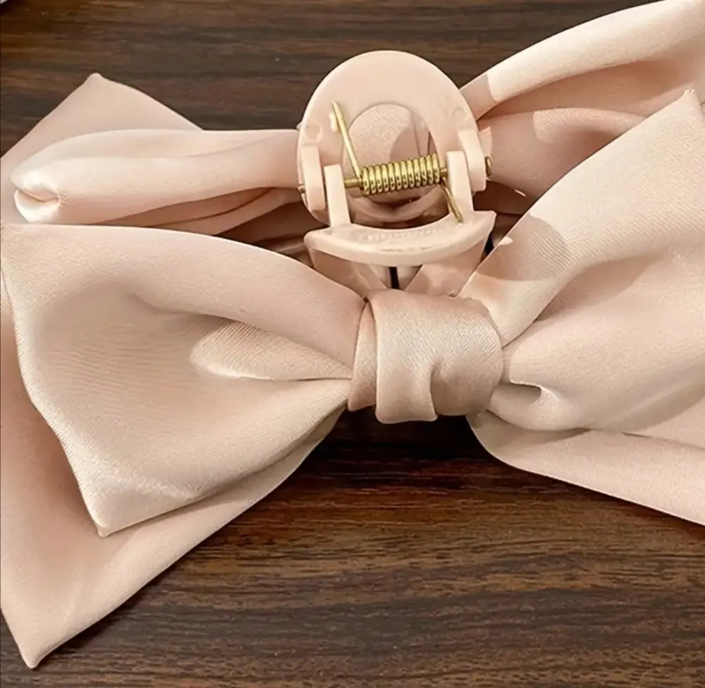 Velká saténová spona do vlasů růžová 