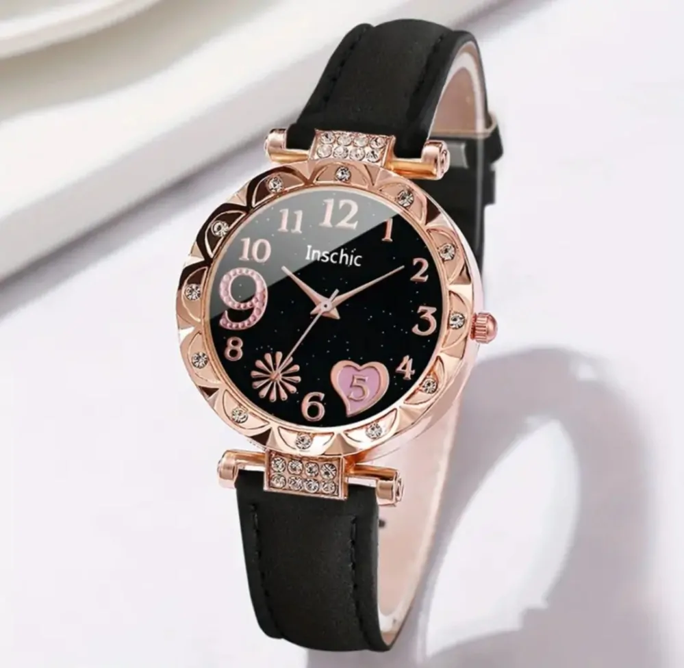 Luxusní dárková sada hodinek se srdíčkem a 5 náramky 