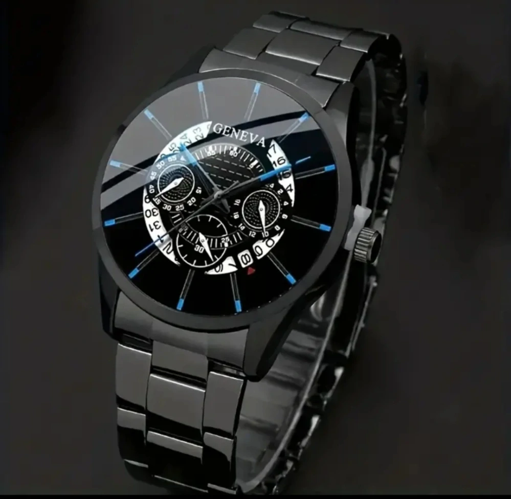 Elegantní 2 dílná sada pánských hodinek Geneva s náramkem 