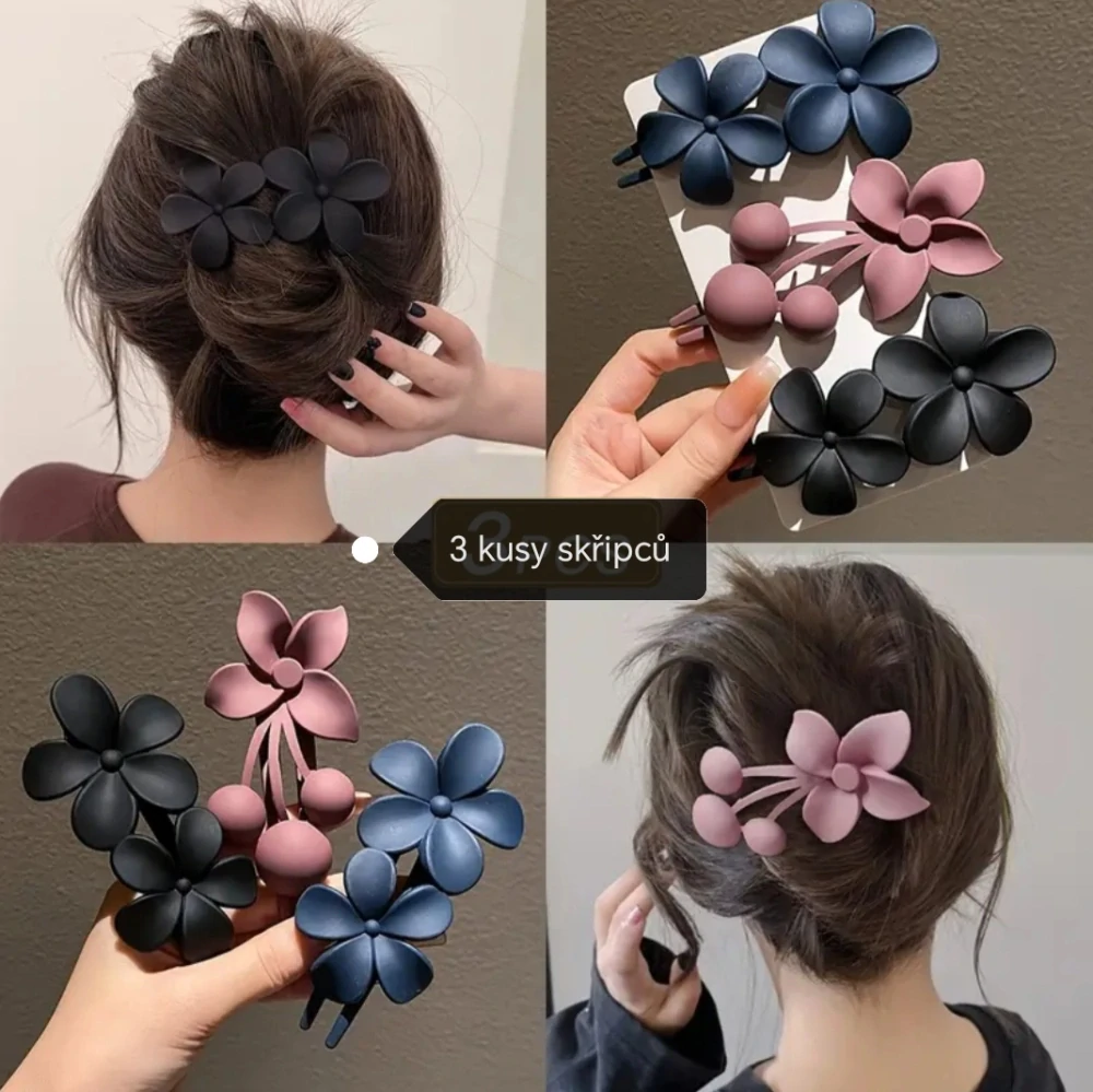 Sada 3 velkých skřipců ve tvaru květiny 