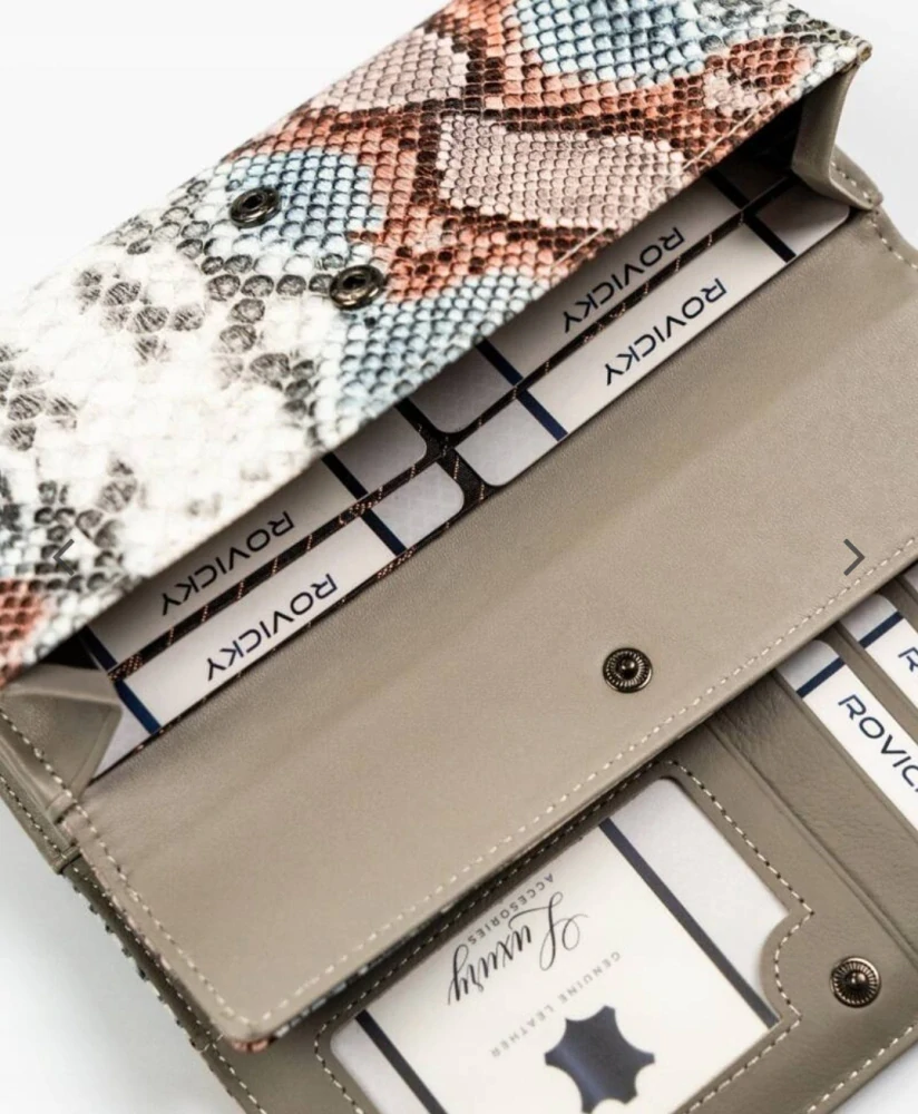 Velká dámská peněženka 4U Cavaldi hadí vzor hnědá