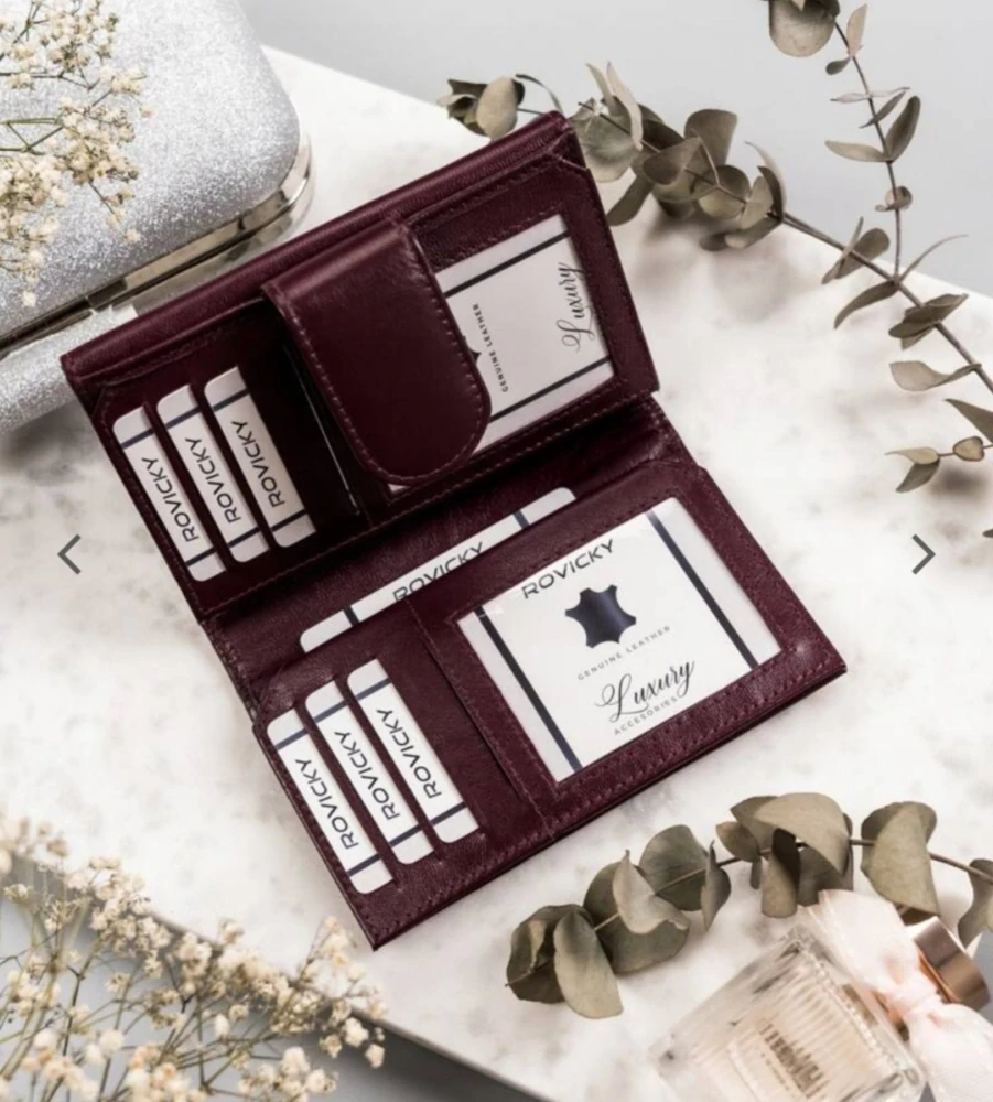 Střední dámská kožená peněženka Rovicky vínová
