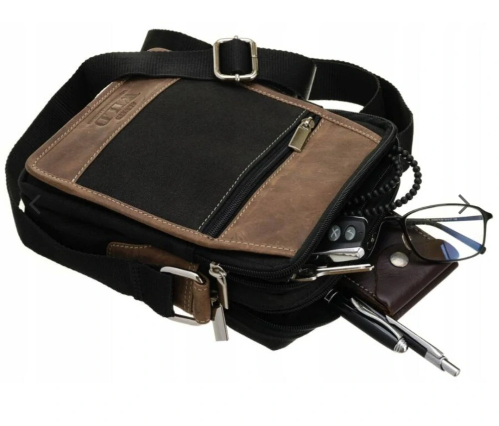 Pánská messenger taška z látky a kůže 