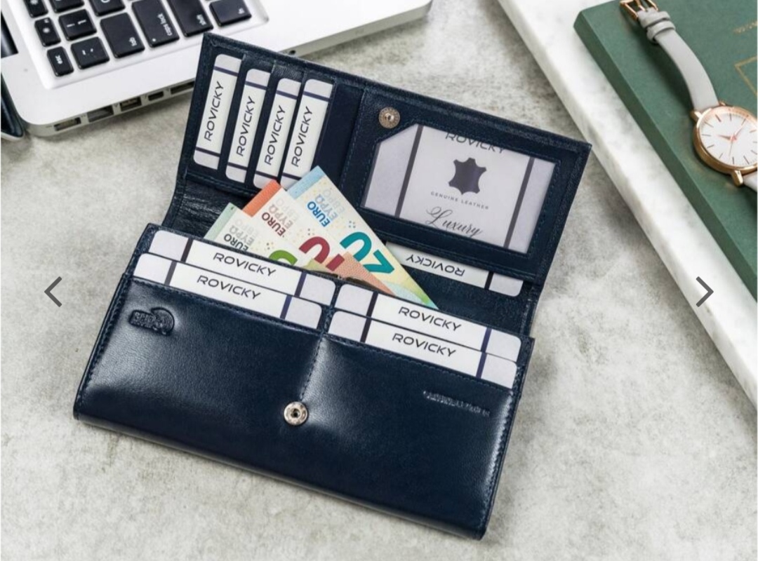 Prodloužená kožená peněženka Cavaldi modrá 