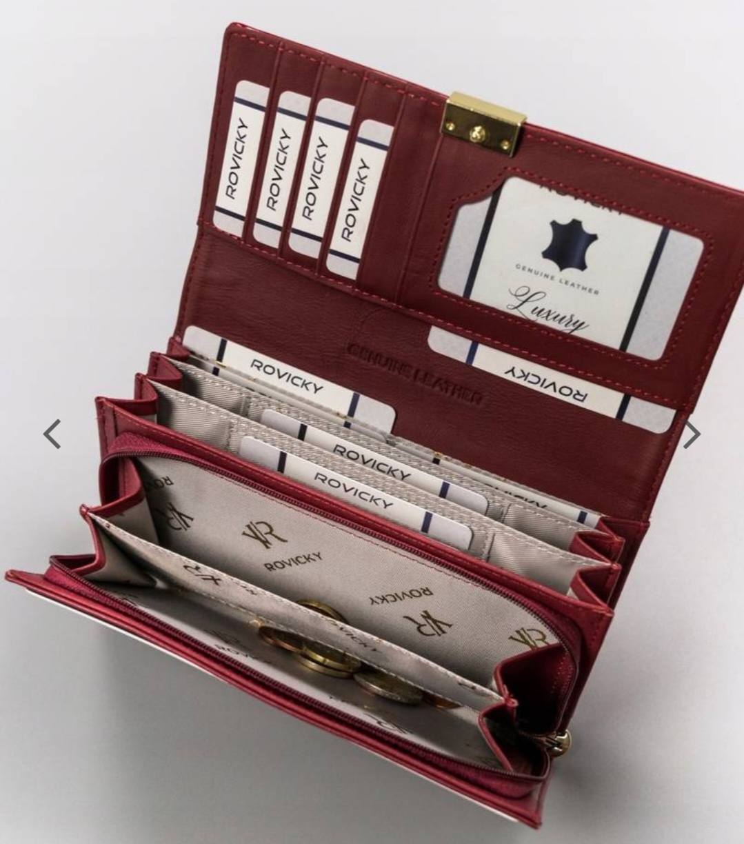Velká dámská kožená lakovaná peněženka Rovicky na patentku