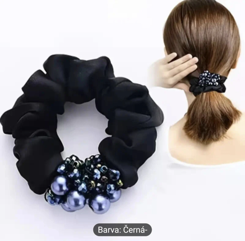 Luxusní saténová gumička s krystaly 