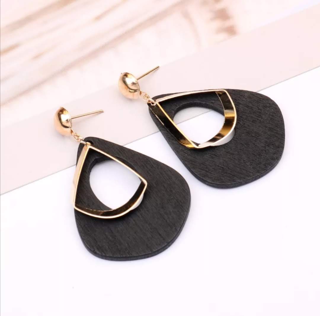 Krásné dámské náušnice dřevo + obecný kov