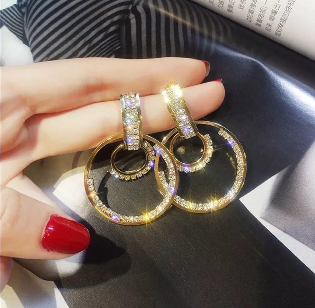 Krásné větší večerní náušnice 5x3 cm