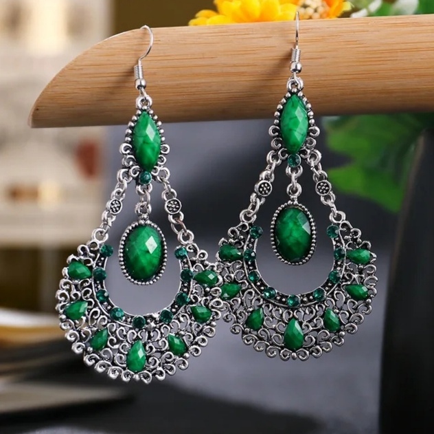 Krásné dlouhé orientální náušnice 7,7 cm