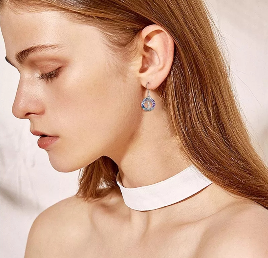 Náušnice strom života modrý krystal