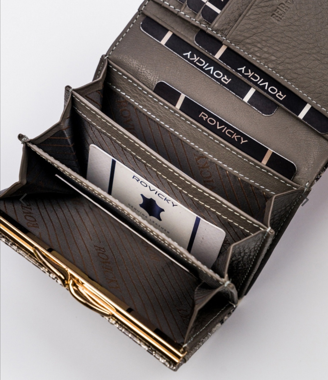 Střední dámská kožená lakovaná peněženka Rovicky stříbrná 