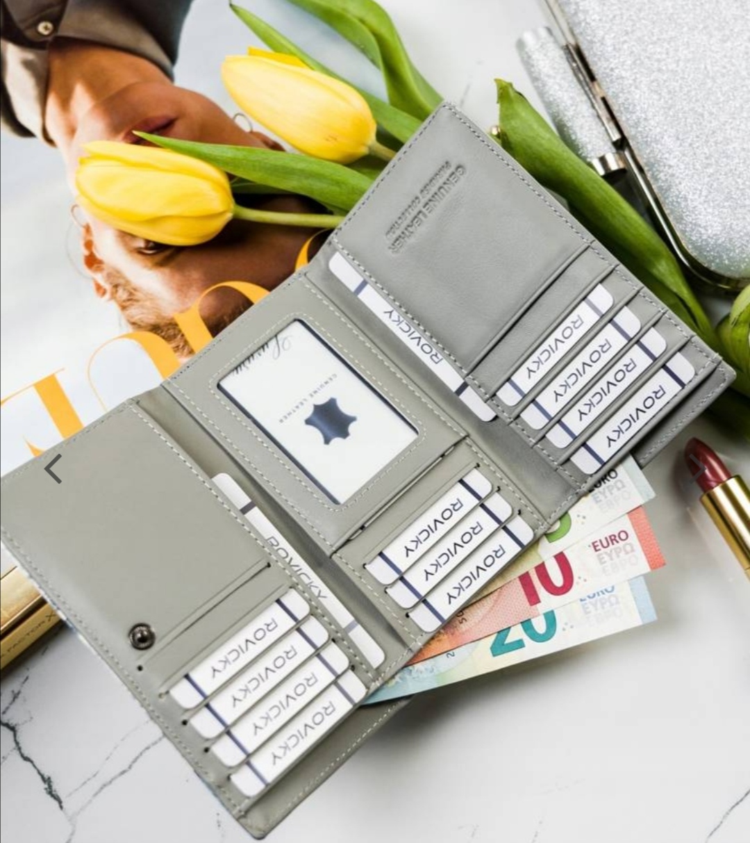 Střední dámská peněženka Cavaldi s květinovým vzorem 