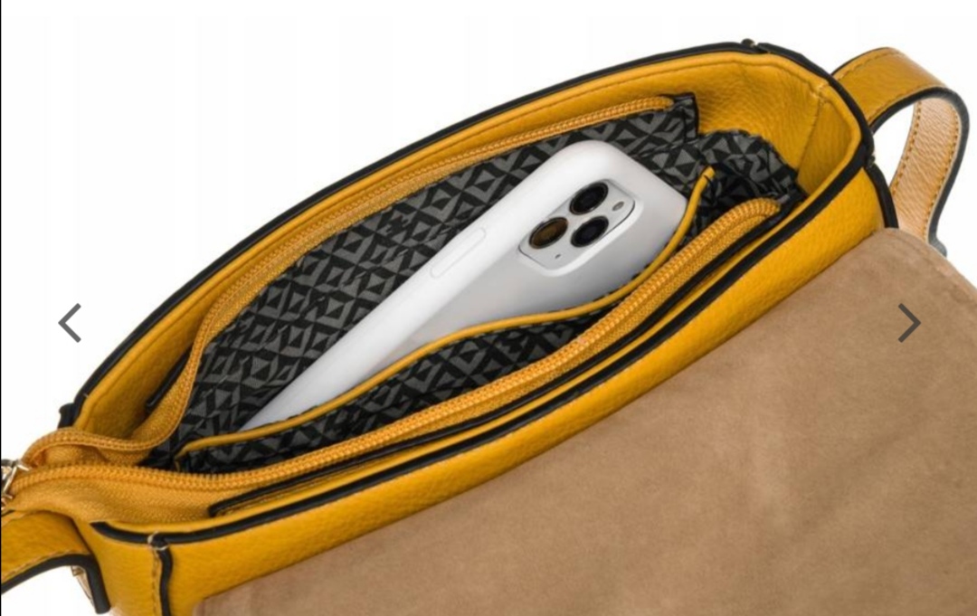 Dámská kabelka  Lulu Castagnette žlutá s béžovou klopou