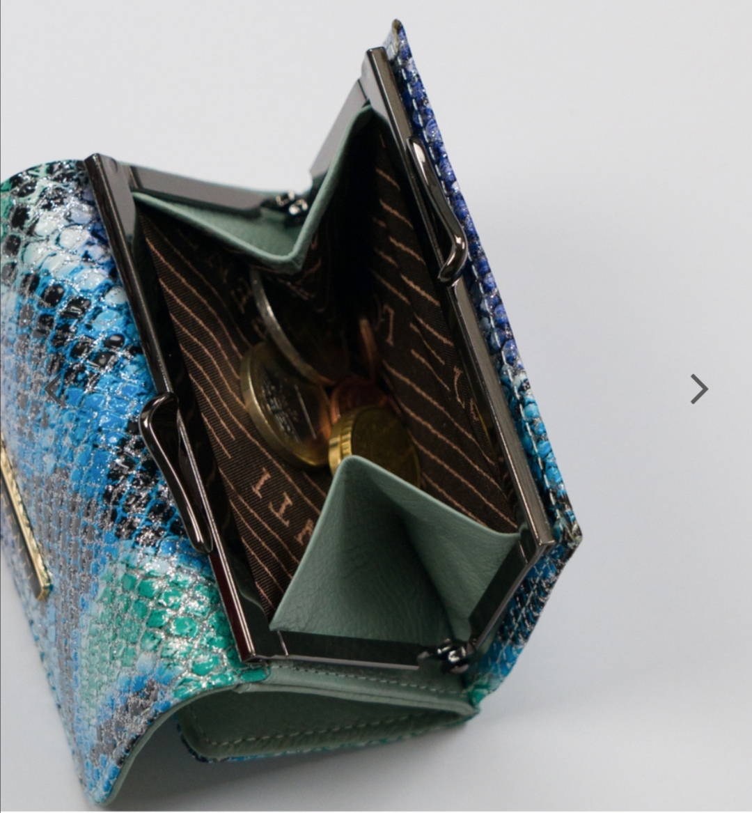 Malá dámská kožená peněženka Lorenti s hadím vzorem modrá 