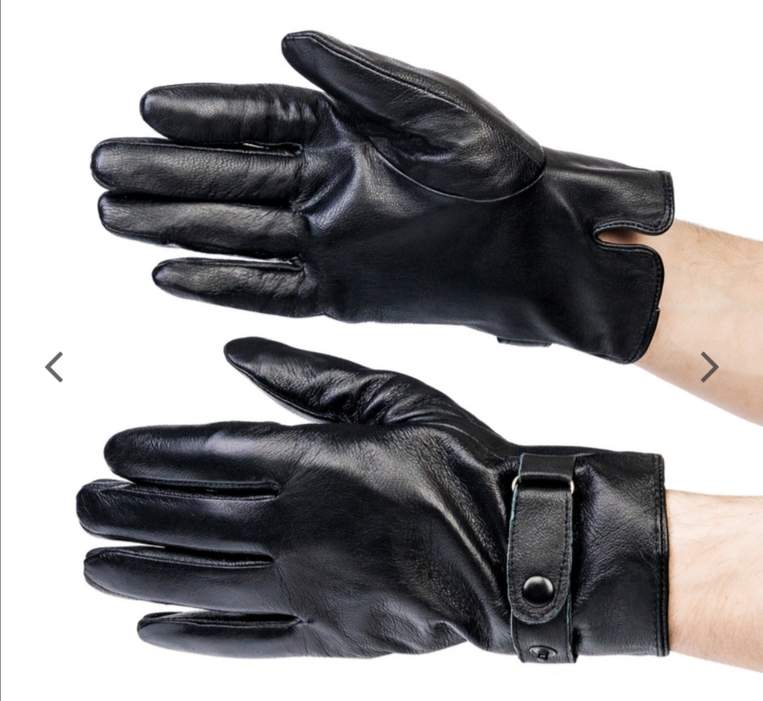 Pánské kožené zateplené rukavice s přezkou 