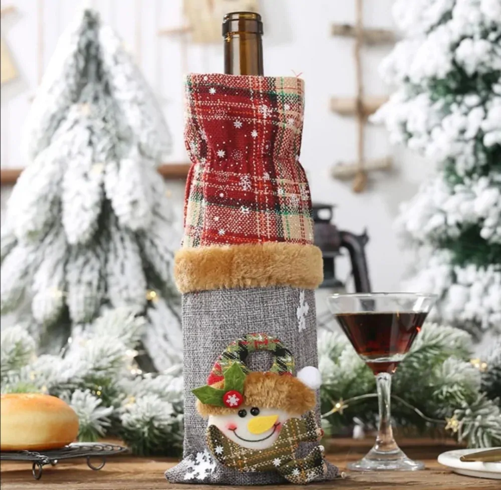 Vánoční sáček na láhev textilní 