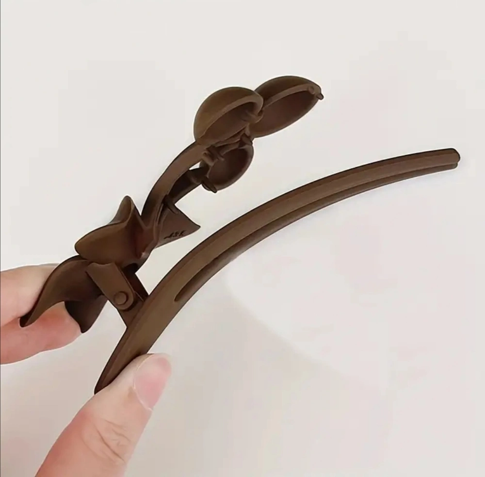 Velký skřipec do vlasů květina hnědý, černý 