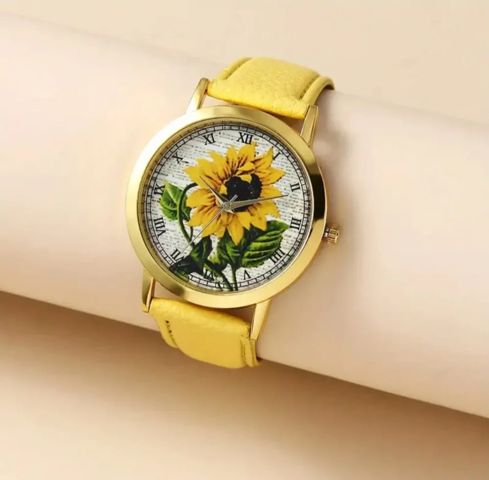 Dámské hodinky s motivem slunečnice + náramek 