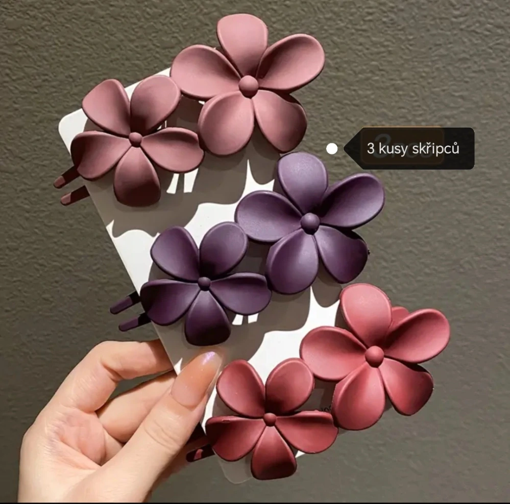 3 dílná sada skřipců květina  fialová 