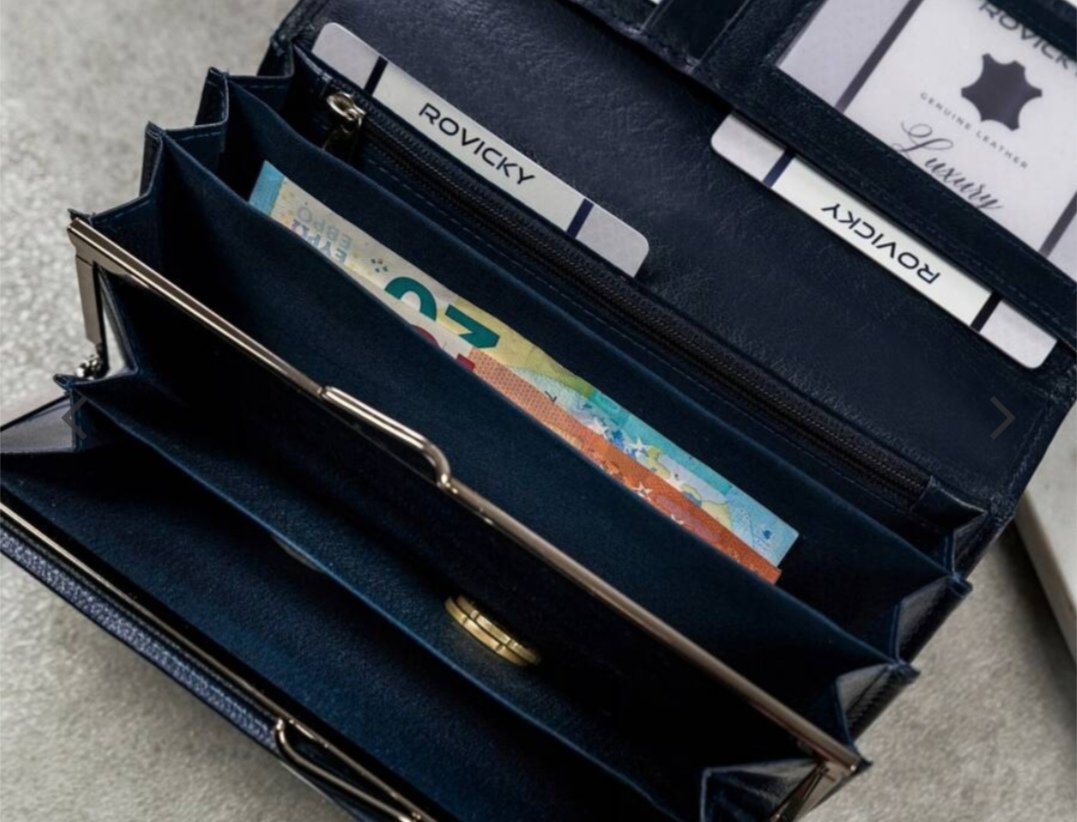 Prodloužená kožená peněženka Cavaldi modrá 