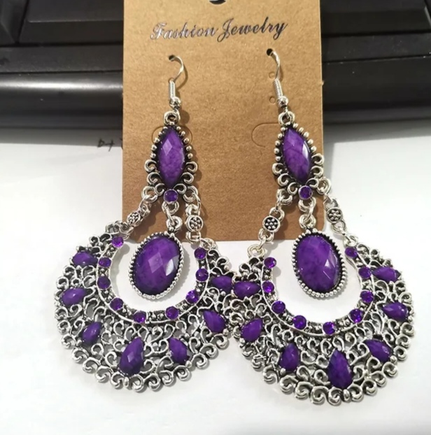 Krásné dlouhé orientální náušnice 7,7 cm