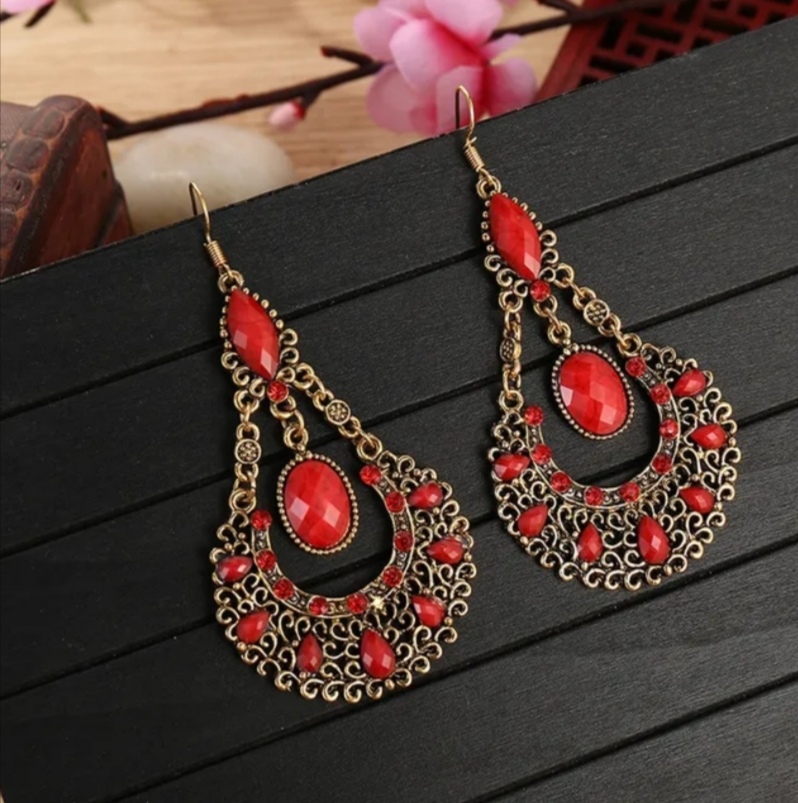 Dlouhé velké orientální náušnice 7x5 cm