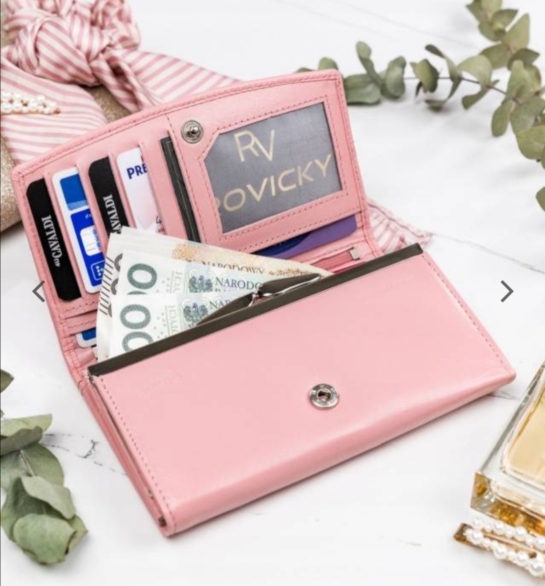 Velká dámská kožená peněženka Cavaldi lososová 