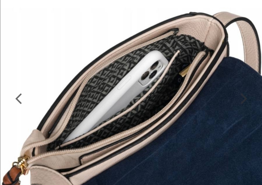 Dámská kabelka Lulu Castagnette béžová s modrou klopou 