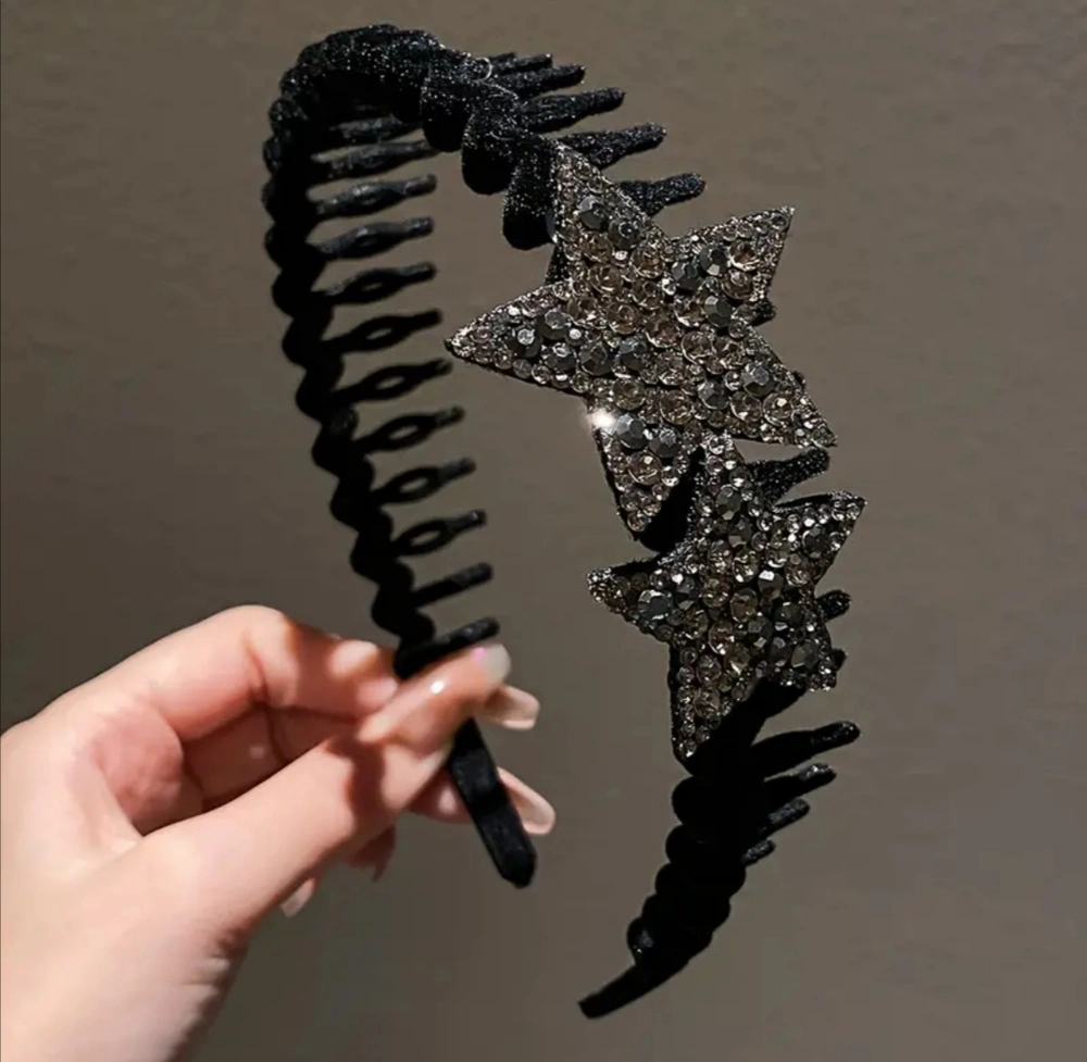 Černá vlasová čelenka s černou hvězdou 