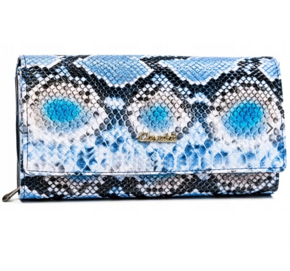 Velká dámská peněženka 4U Cavaldi vzor hadí kůže modrá 