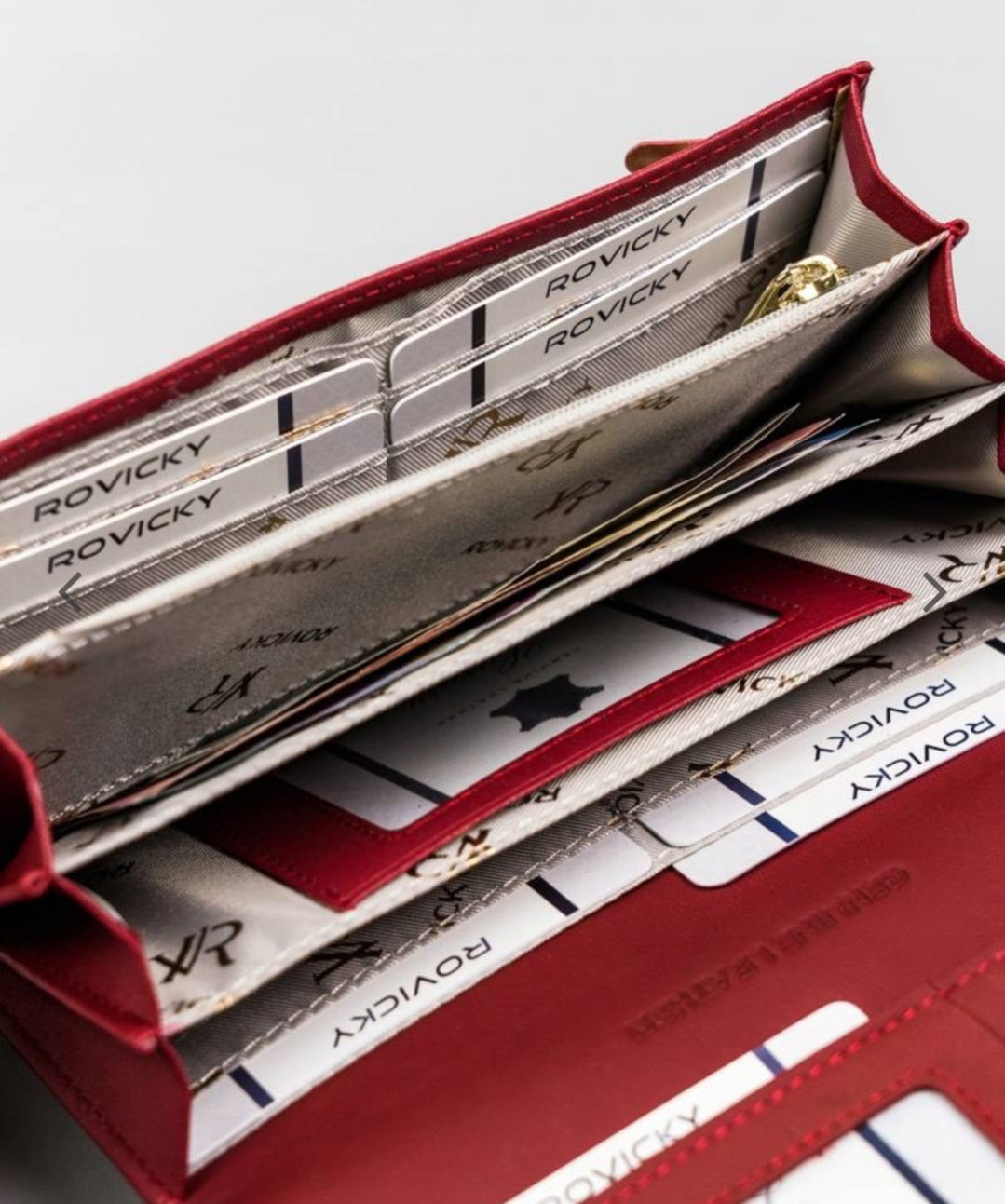 Velká dámská kožená lakovaná peněženka na patentku a zipy Rovicky 