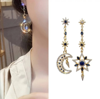 Originální náušnice hvězda a měsíc