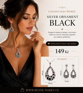 Sada šperků Silver Ornament Black