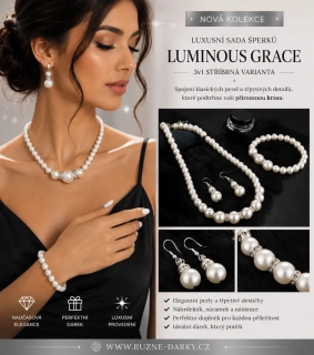 Luxusní sada šperků Luminous Grace 3v1 stříbrná varianta