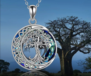 Řetízek s přívěskem strom života modrý krystal