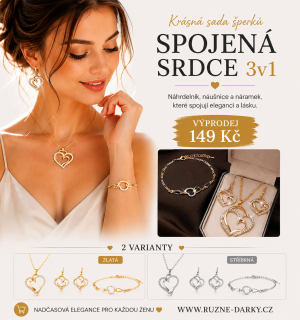 Krásná sada šperků spojená srdce 3v1