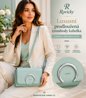Luxusní prodloužená kožená crossbody kabelka Mint