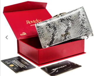 Podlouhlá dámská kožená lakovaná peněženka Rovicky stříbrná 