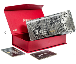 Velká dámská kožená peněženka Rovicky stříbrná hadí kůže 