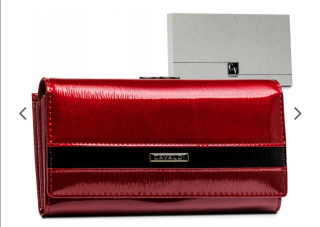 Prostorná dámská kožená lakovaná peněženka Cavaldi s černým pruhem 