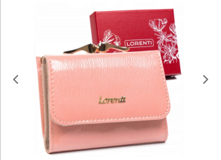 Malá dámská kožená lakovaná peněženka Lorenti lososová 