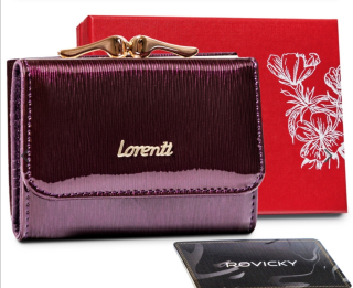 Malá dámská kožená lakovaná peněženka Lorenti fialová 